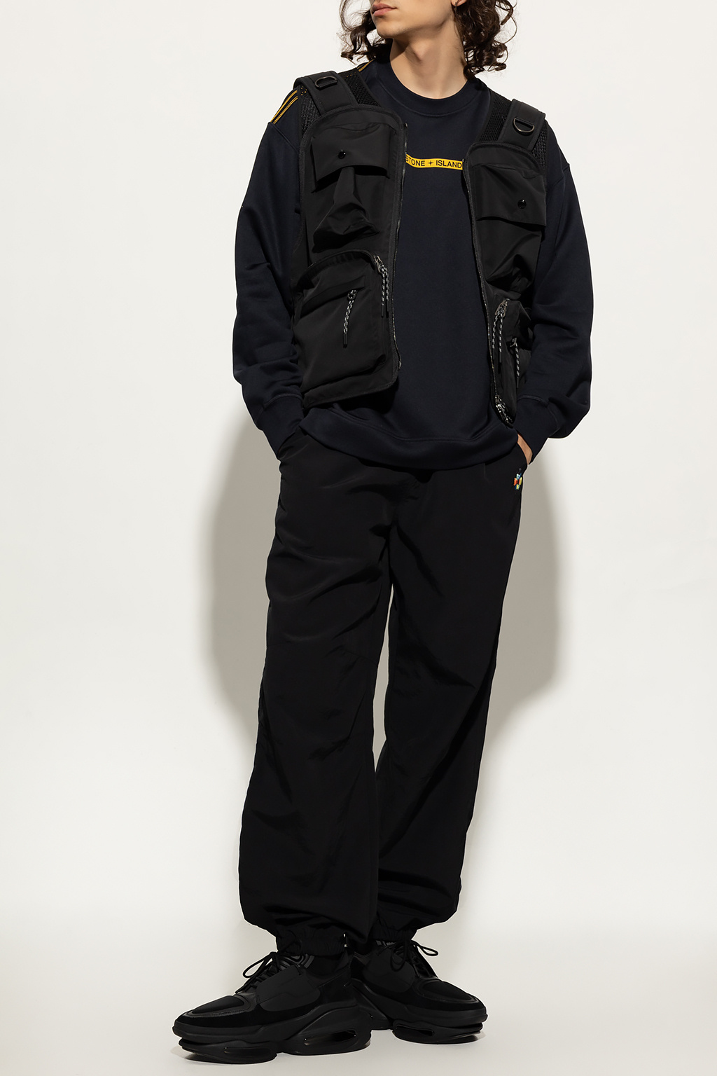 【関税&送料込】Stone  Institutional Five Sweatshirt Stone Island Fleece Crewneck Sweatshirt Black V0029